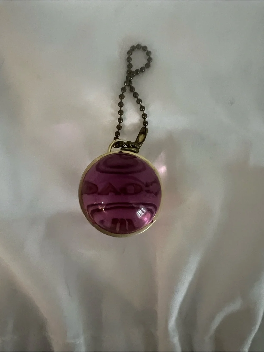 COACH Vintage Orb Sphere PINK Transparent Bag Charm Keychain Necklace